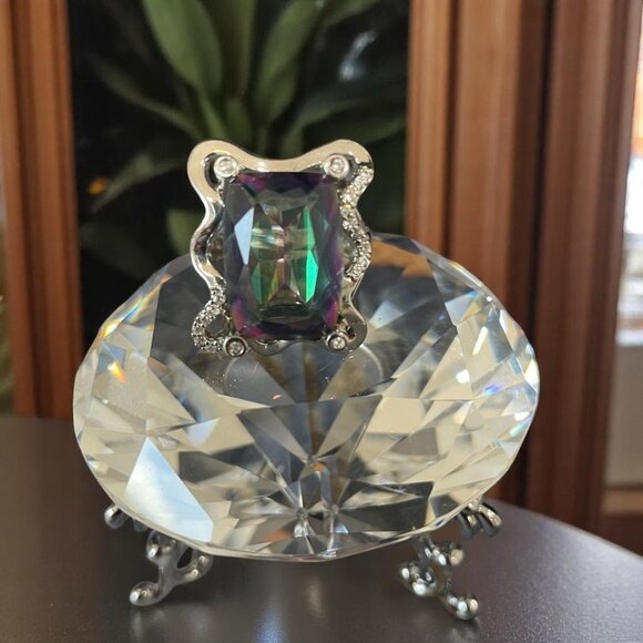 Aura Quartz Ring Sterling Silver Size 7 Iridescent Cocktail Boho Statement Gift - Picture 1 of 8